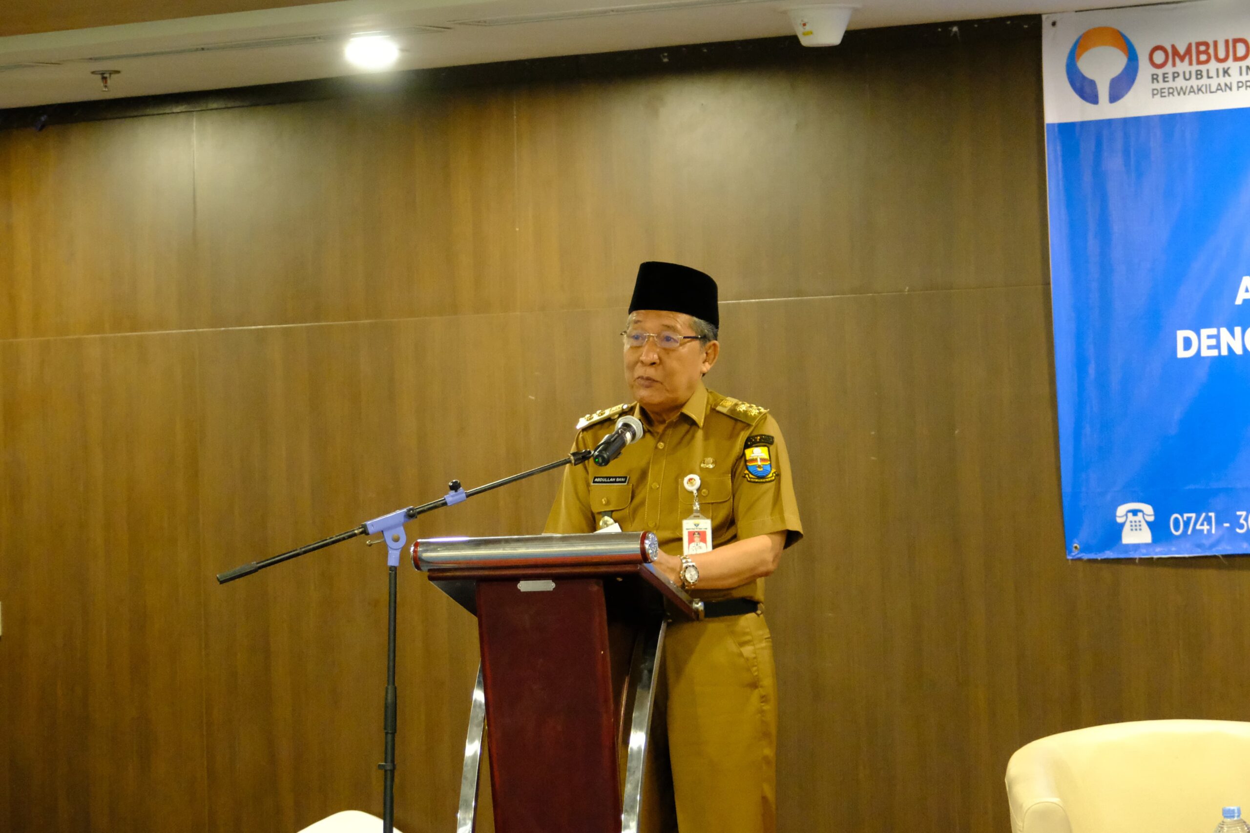 Wakil Gubernur Jambi, KH Abdullah Sani menghadiri sekakigus menyaksikan penandatanganan perjanjian kerja sama antara perwakilan Ombudsman RI Provinsi Jambi dengan Pemerintah Kabupaten Kerinci, Kabupaten Tanjung Jabung Barat dan Kabupaten Tanjung Jabung Timur.