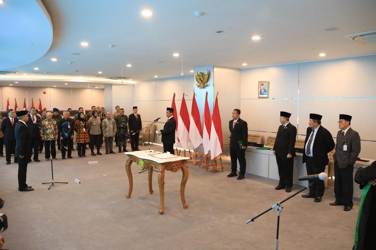 Suasana Pelantikan Inspektur Jenderal Kementerian Pertanian, Setyo Budiyanto di gedung Agriculture War Room (AWR) Kantor Pusat Kementerian Pertanian. Foto: Istimewa